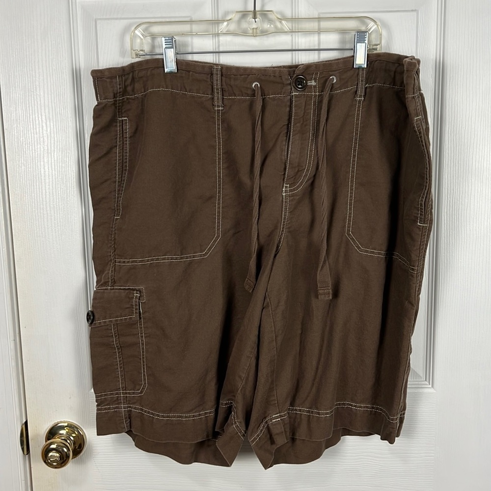 Eddie Bauer Womens 20W Cotton Linen Shorts with Drawstring Brown